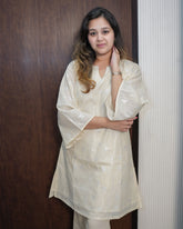 SUBTLE SHINE COTTON LUREX EMBROIDERED KURTA SET